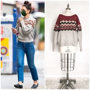 VICTORIA’S SECRET Wool Alpaca Blend Fair Isle Sweater Holiday Christmas Print S